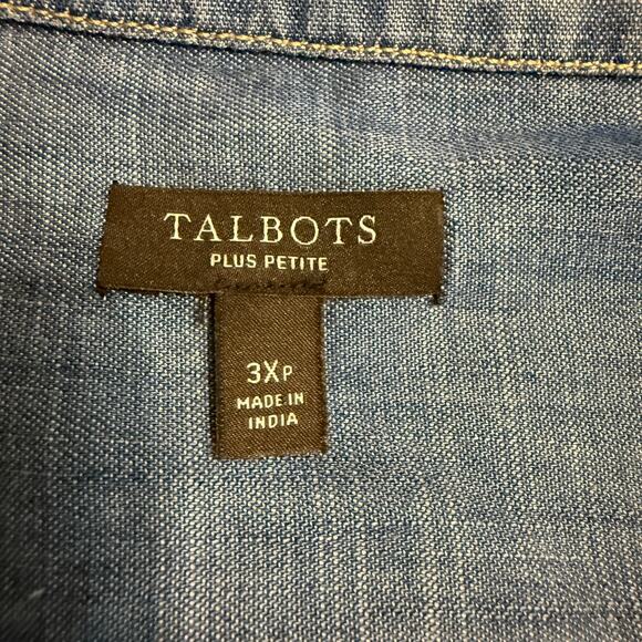 Women's Talbots Pullover Button Front Chambray Pintuck Blouse Size 3 XL - Picture 4 of 9